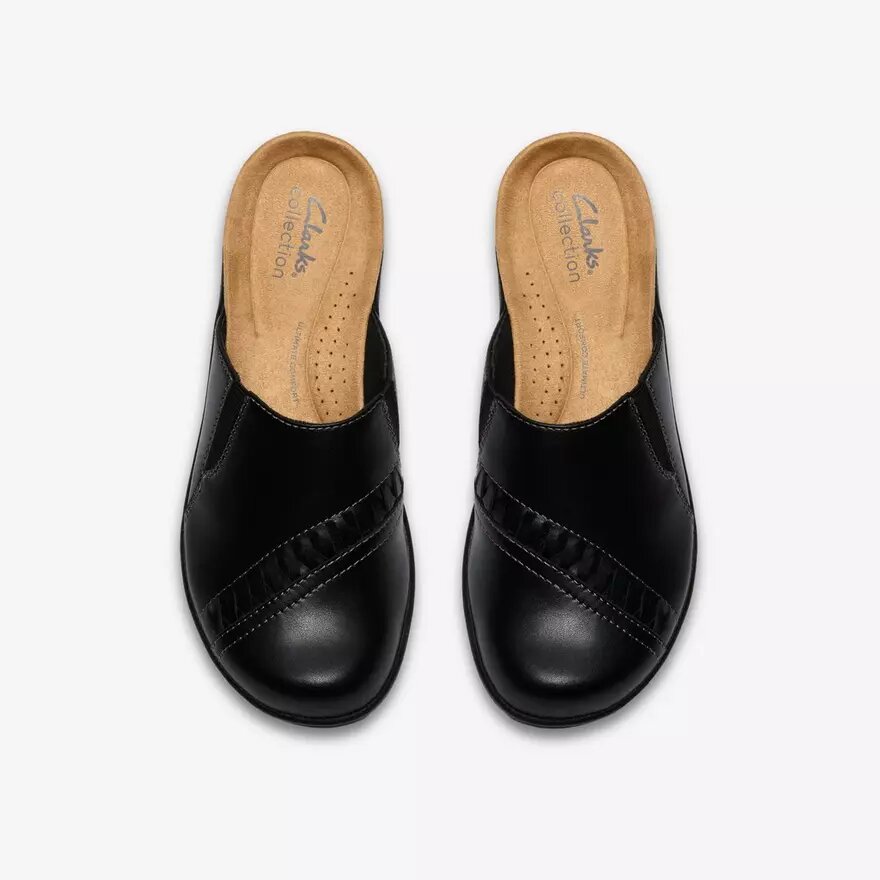 Womens Laurieann Lux Black Leather Clogs & Mules Womens Laurieann Lux Black Leather Clogs & Mules
