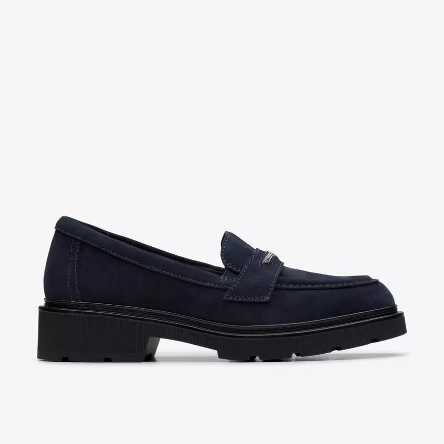 Womens Lauryl Step Navy Suede Loafers Womens Lauryl Step Navy Suede Loafers