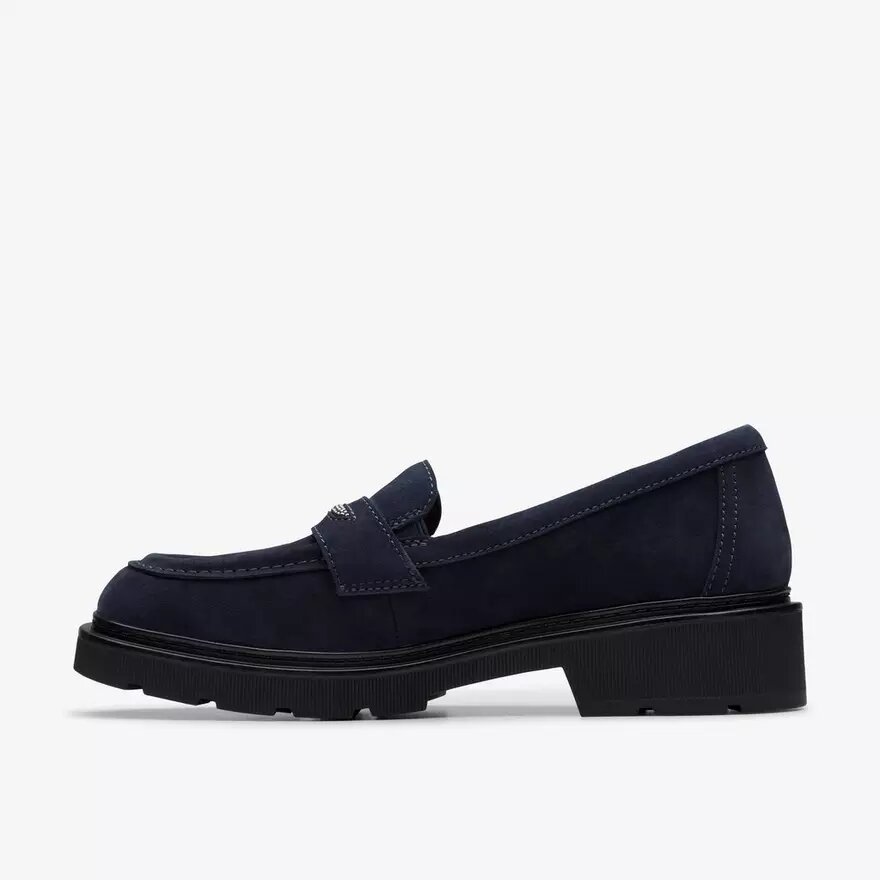 Womens Lauryl Step Navy Suede Loafers Womens Lauryl Step Navy Suede Loafers