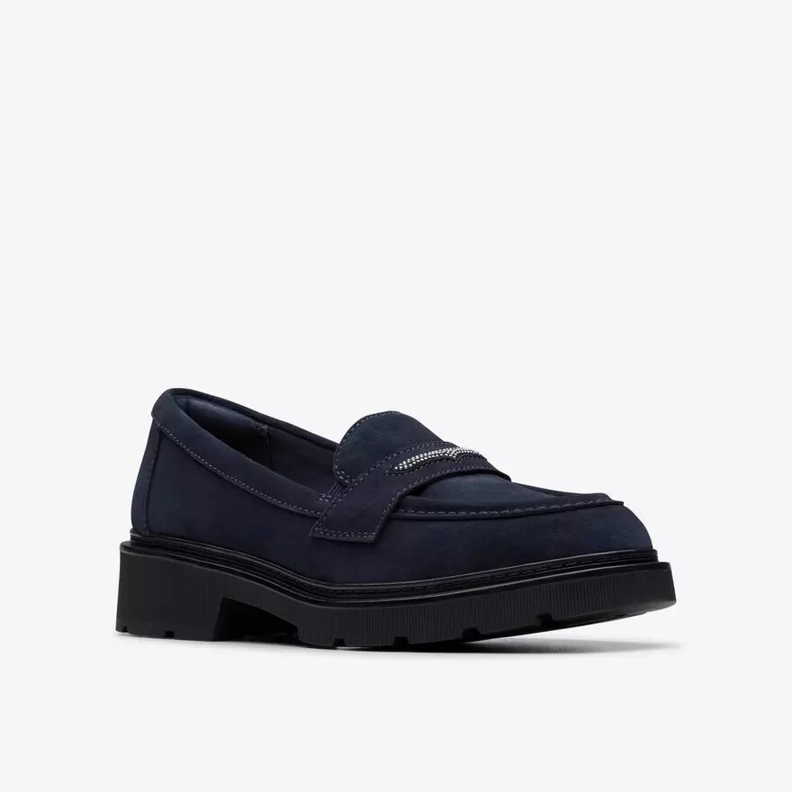 Womens Lauryl Step Navy Suede Loafers Womens Lauryl Step Navy Suede Loafers