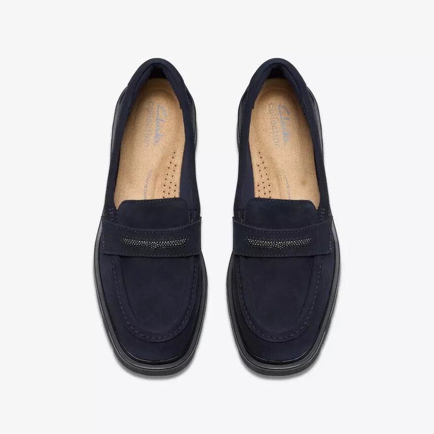 Womens Lauryl Step Navy Suede Loafers Womens Lauryl Step Navy Suede Loafers