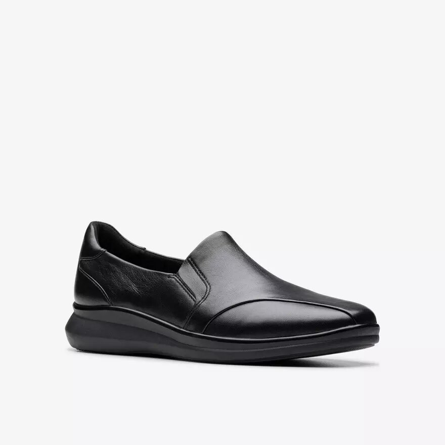 Womens Lynell Edge Black Leather Loafers Womens Lynell Edge Black Leather Loafers