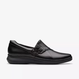 Womens Lynell Slip Black Leather Slip-Ons
