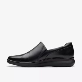 Womens Lynell Slip Black Leather Slip-Ons