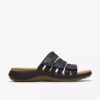 Womens Maelynn Abby Black Leather Flat Sandals Womens Maelynn Abby Black Leather Flat Sandals