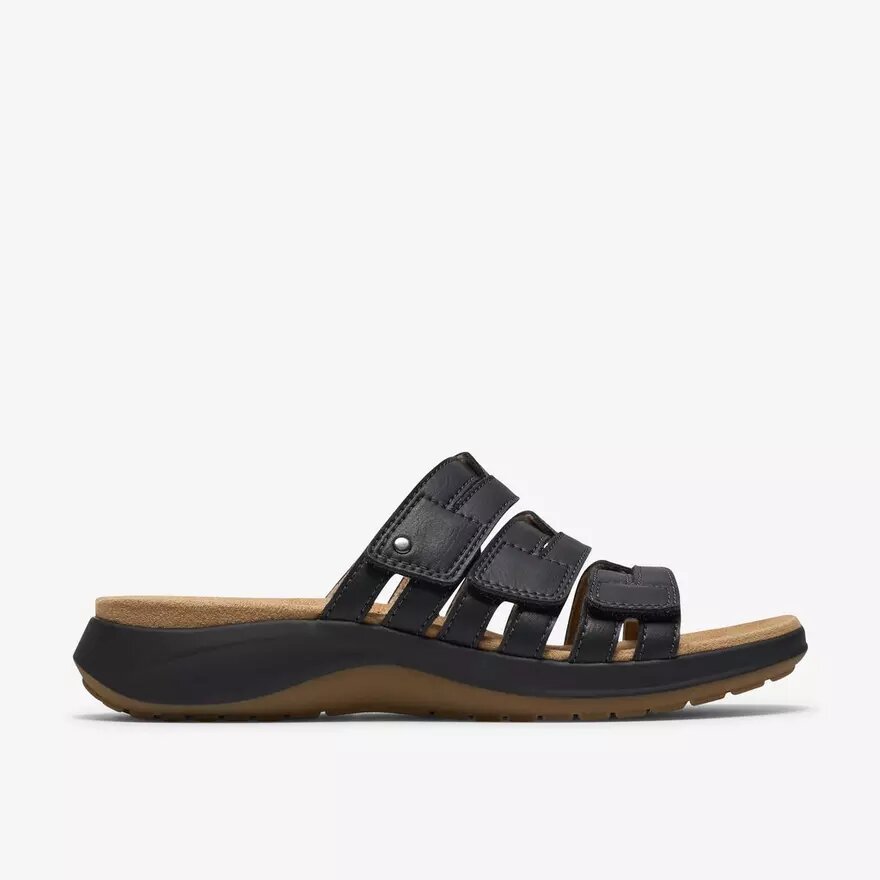 Womens Maelynn Abby Black Leather Flat Sandals Womens Maelynn Abby Black Leather Flat Sandals