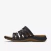 Womens Maelynn Abby Black Leather Flat Sandals Womens Maelynn Abby Black Leather Flat Sandals