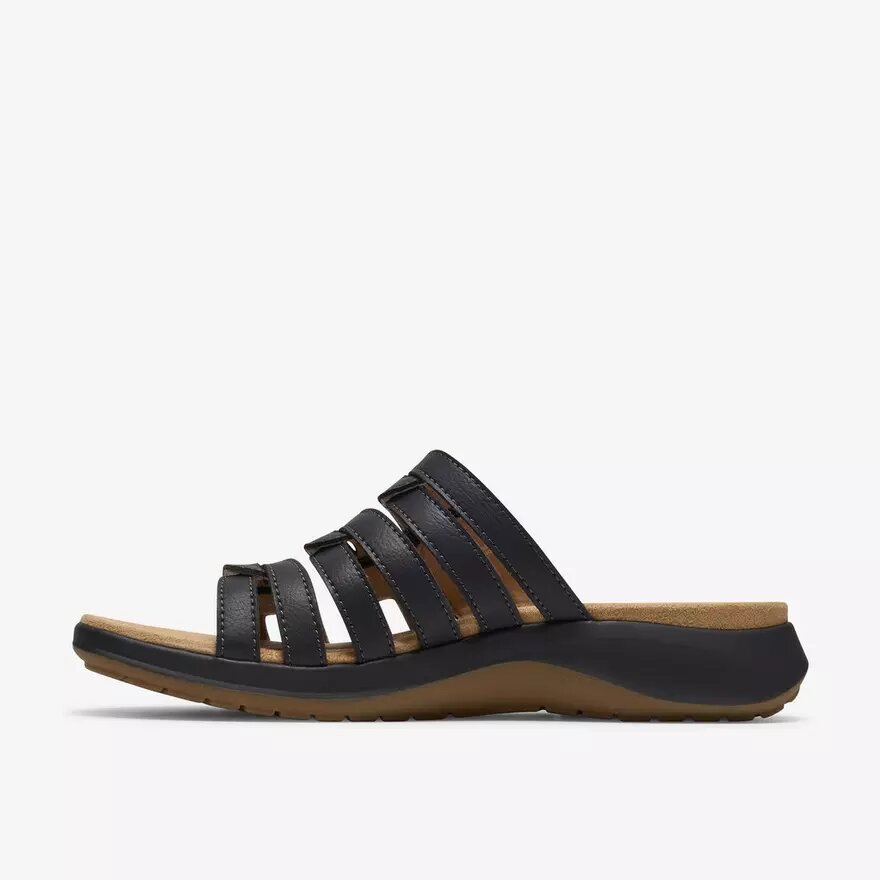 Womens Maelynn Abby Black Leather Flat Sandals Womens Maelynn Abby Black Leather Flat Sandals