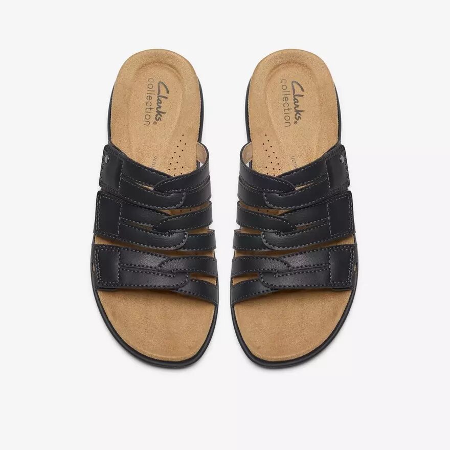 Womens Maelynn Abby Black Leather Flat Sandals Womens Maelynn Abby Black Leather Flat Sandals
