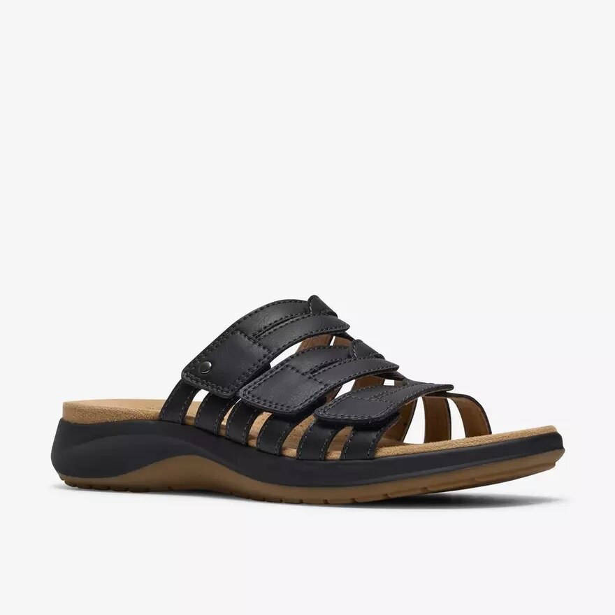 Womens Maelynn Abby Black Leather Flat Sandals Womens Maelynn Abby Black Leather Flat Sandals