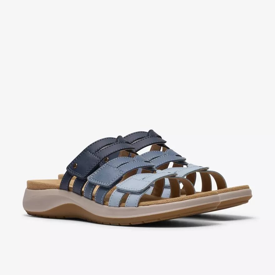 Womens Maelynn Abby Blue Combination Flat Sandals Womens Maelynn Abby Blue Combination Flat Sandals