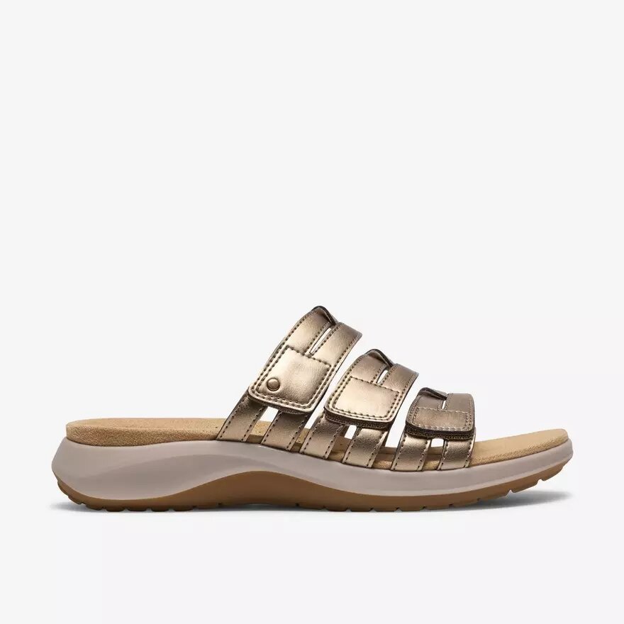Womens Maelynn Abby Gold Metallic Flat Sandals Womens Maelynn Abby Gold Metallic Flat Sandals