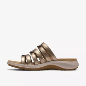 Womens Maelynn Abby Gold Metallic Flat Sandals