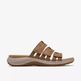 Womens Maelynn Abby Tan Leather Flat Sandals