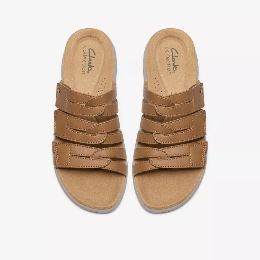 Womens Maelynn Abby Tan Leather Flat Sandals Womens Maelynn Abby Tan Leather Flat Sandals