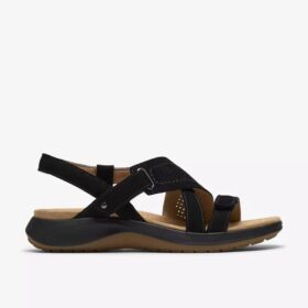 Womens Maelynn Gem Black Nubuck Flat Sandals