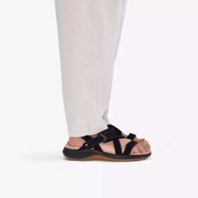Womens Maelynn Gem Black Nubuck Flat Sandals
