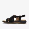 Womens Maelynn Gem Black Nubuck Flat Sandals