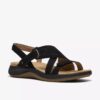 Womens Maelynn Gem Black Nubuck Flat Sandals