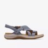 Womens Maelynn Gem Denim Blue Nubuck Flat Sandals
