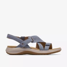Womens Maelynn Gem Denim Blue Nubuck Flat Sandals