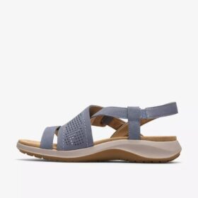 Womens Maelynn Gem Denim Blue Nubuck Flat Sandals