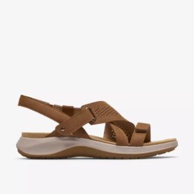 Womens Maelynn Gem Tan Nubuck Flat Sandals