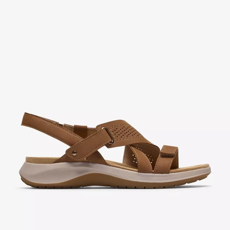 Womens Maelynn Gem Tan Nubuck Flat Sandals Womens Maelynn Gem Tan Nubuck Flat Sandals