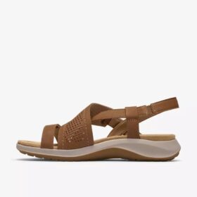Womens Maelynn Gem Tan Nubuck Flat Sandals