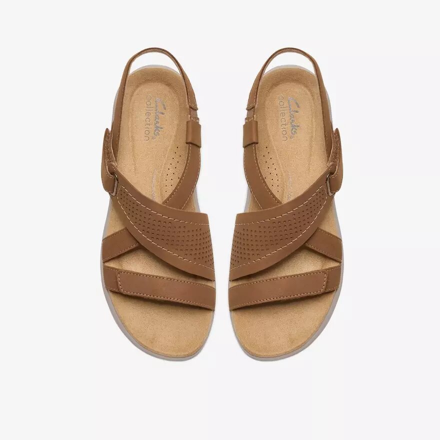 Womens Maelynn Gem Tan Nubuck Flat Sandals Womens Maelynn Gem Tan Nubuck Flat Sandals