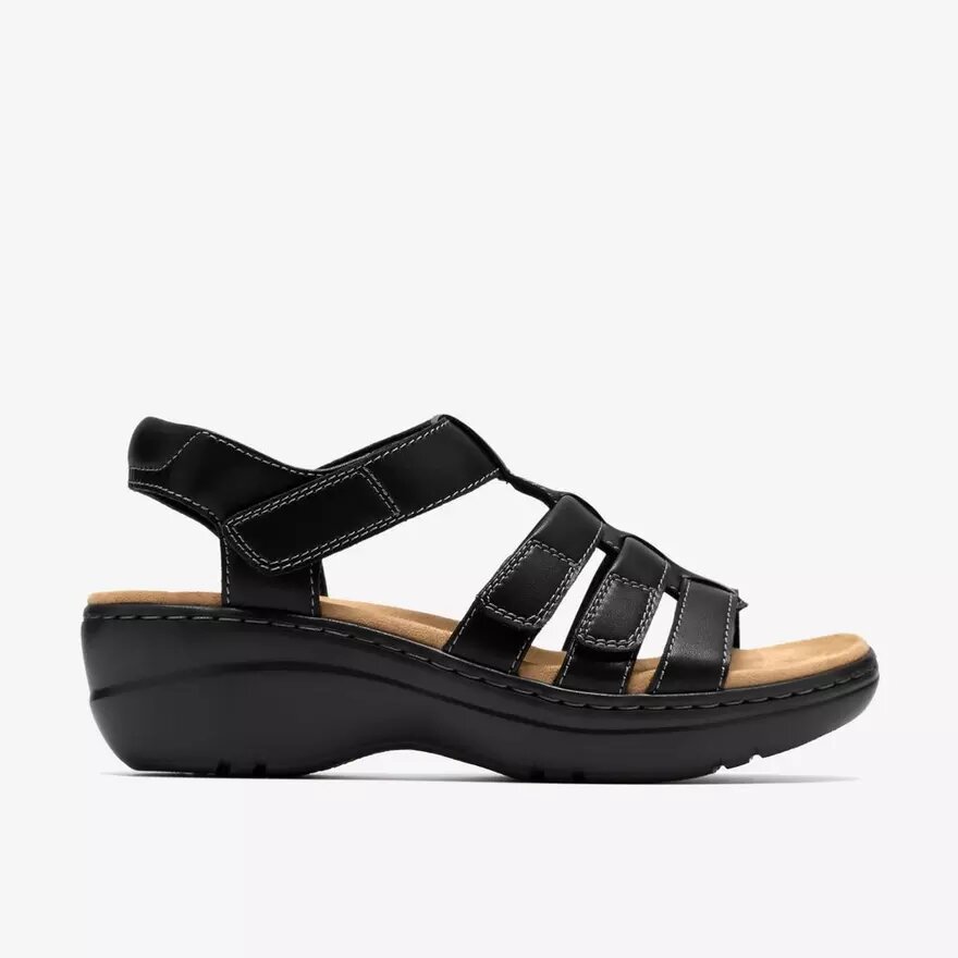 Womens Merliah2 Ruby Black Leather Wedges Womens Merliah2 Ruby Black Leather Wedges