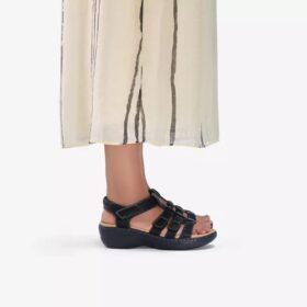 Womens Merliah2 Ruby Black Leather Wedges