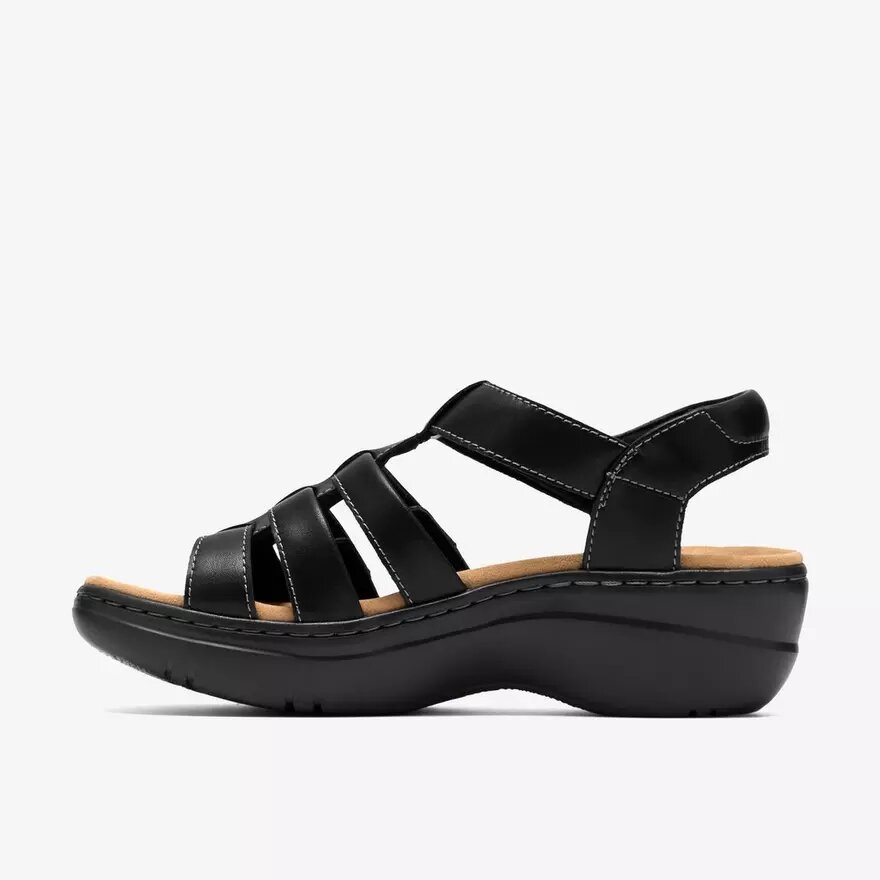 Womens Merliah2 Ruby Black Leather Wedges Womens Merliah2 Ruby Black Leather Wedges