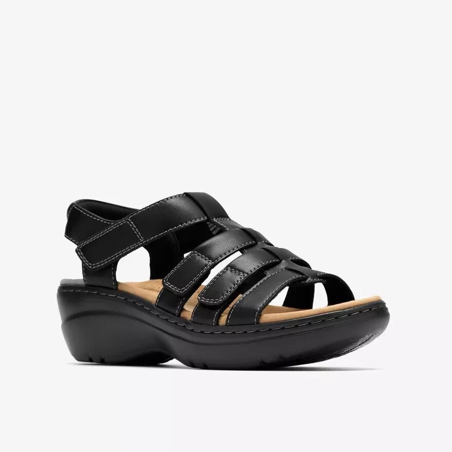 Womens Merliah2 Ruby Black Leather Wedges Womens Merliah2 Ruby Black Leather Wedges