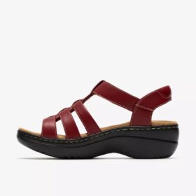 Womens Merliah2 Ruby Red Leather Wedges