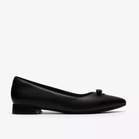 Womens Natalyn Trim Black Leather Slip-Ons