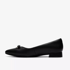 Womens Natalyn Trim Black Leather Slip-Ons