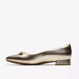 Womens Natalyn Trim Gold Metallic Slip-Ons | Clark