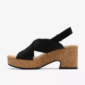 Womens Nerisa West Black Nubuck Wedges