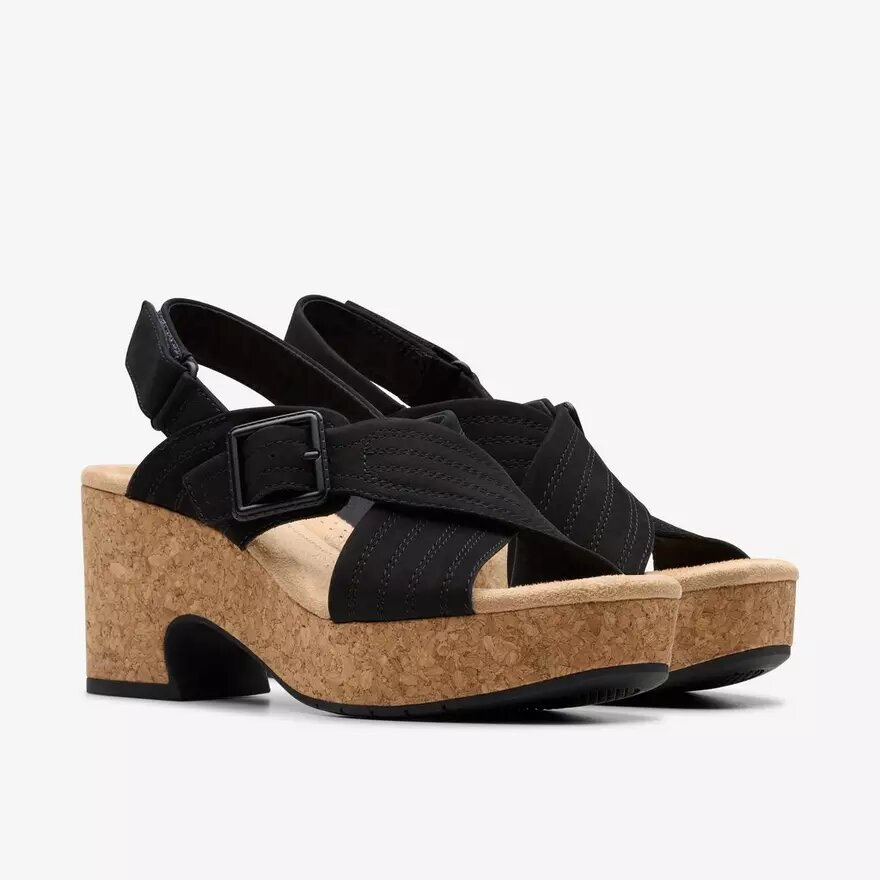 Womens Nerisa West Black Nubuck Wedges Womens Nerisa West Black Nubuck Wedges