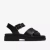 Womens Orinoco3 Cross Black Leather Flat Sandals Womens Orinoco3 Cross Black Leather Flat Sandals