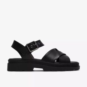 Womens Orinoco3 Cross Black Leather Flat Sandals Womens Orinoco3 Cross Black Leather Flat Sandals