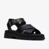 Womens Orinoco3 Cross Black Leather Flat Sandals Womens Orinoco3 Cross Black Leather Flat Sandals
