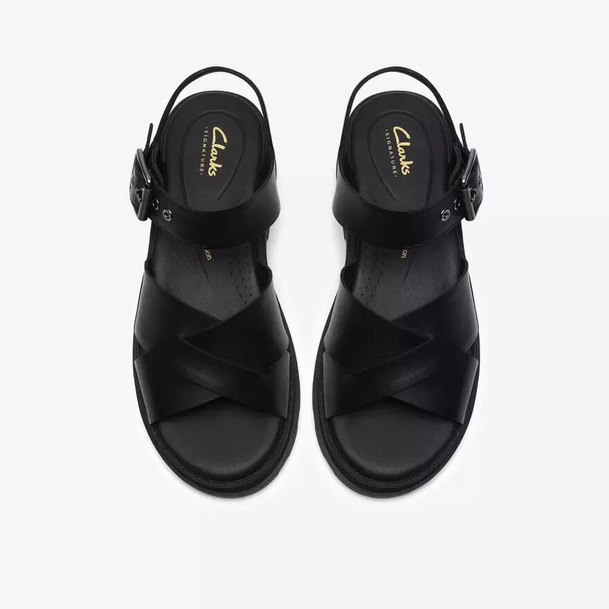 Womens Orinoco3 Cross Black Leather Flat Sandals Womens Orinoco3 Cross Black Leather Flat Sandals