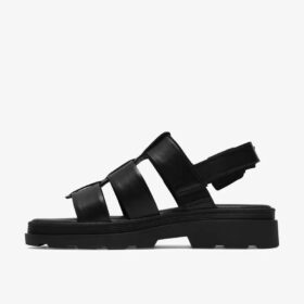 Womens Orinoco3 Strap Black Leather Flat Sandals Womens Orinoco3 Strap Black Leather Flat Sandals