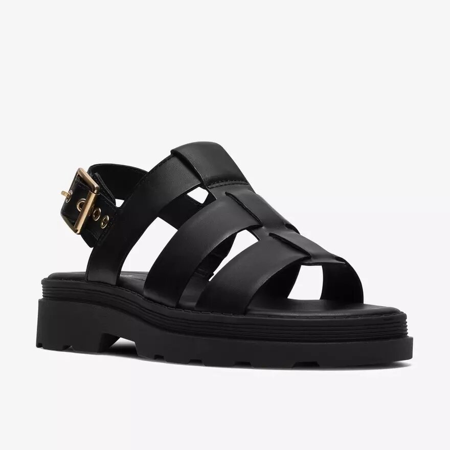 Womens Orinoco3 Strap Black Leather Flat Sandals Womens Orinoco3 Strap Black Leather Flat Sandals