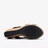 Womens Rose Style Black Nubuck Wedges