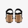 Womens Rose Style Black Nubuck Wedges