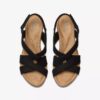 Womens Rose Style Black Nubuck Wedges