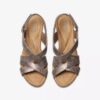 Womens Rose Style Taupe Metallic Wedges